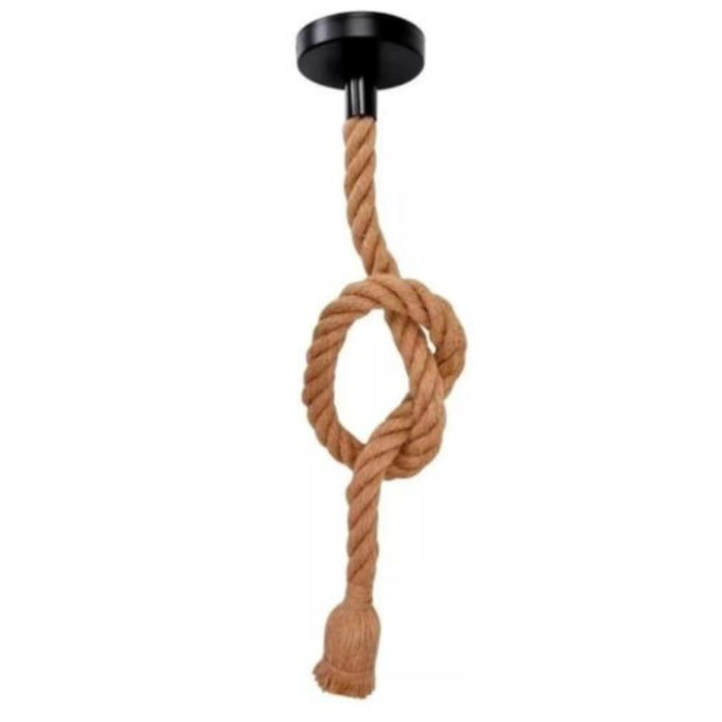 Sospensione Lampada A Sospensione ROPE FABRILAMP - Portalampada E27 In Corda Di Canapa 150 Cm - Stile Rustico Vintage - 5